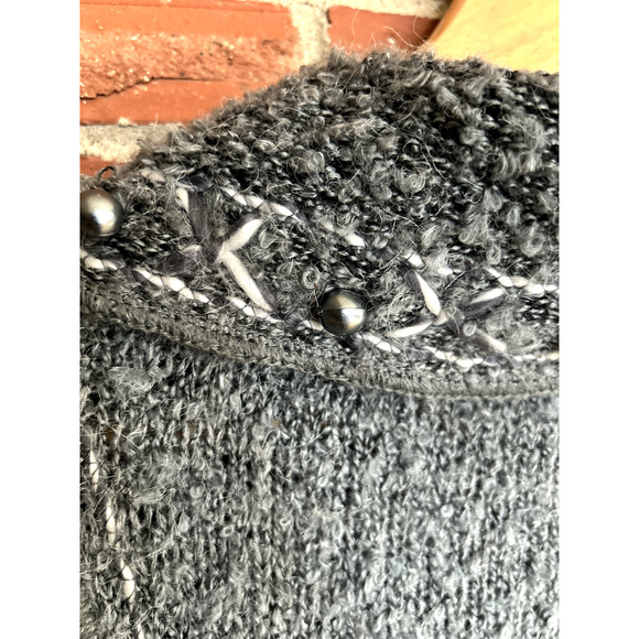 Forla Paris Womens Gray Mohair Blend Art to Wear Lagenlook Boucle Cardigan - Picture 10 of 14